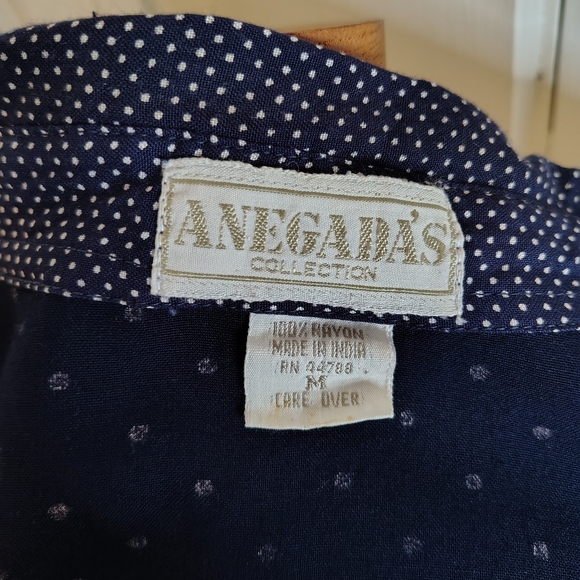 Vintage 80s Anegada's Skirt & Top Set Navy White Polka Dot Womens Size XS/S - Picture 13 of 16